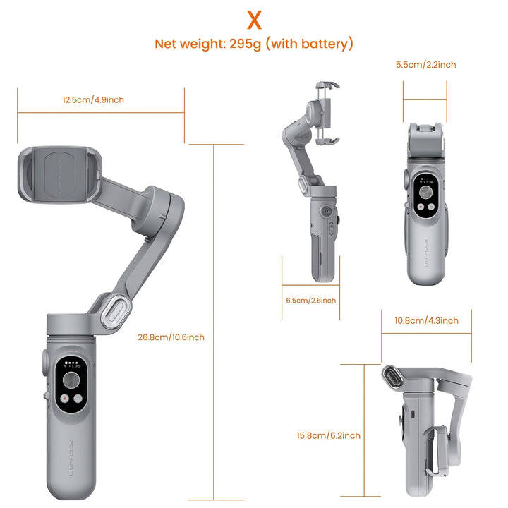 Estabilizador de Celular Portátil Aochuan de 3 Eixos com Luz de Beleza & Rastreamento Facial